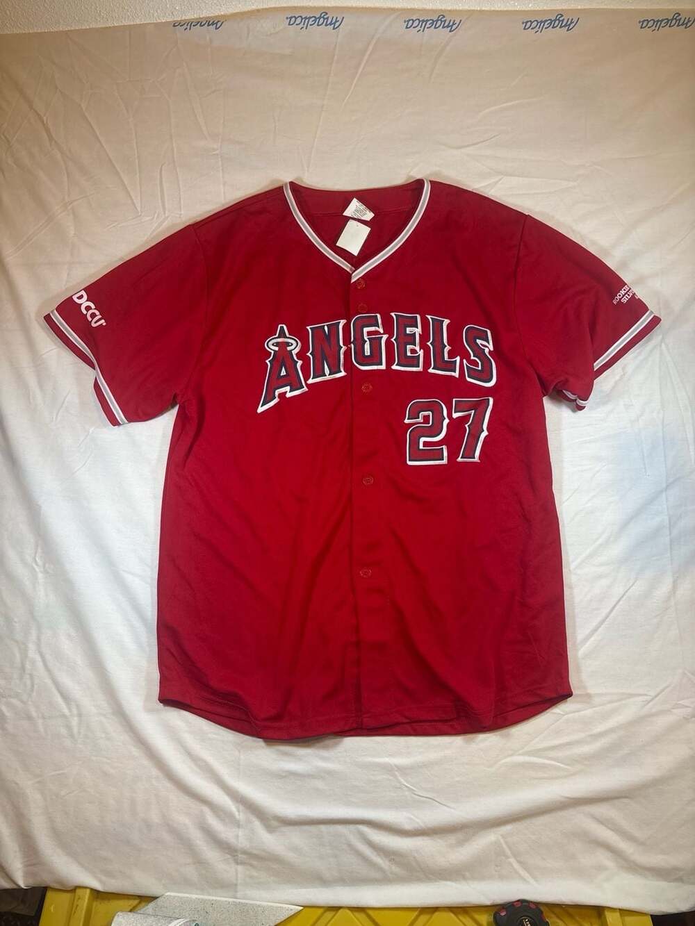 Kloanz Los Angeles Angels Mike Trout #27 Red Baseball Jersey Adult XL SDCCU Stad